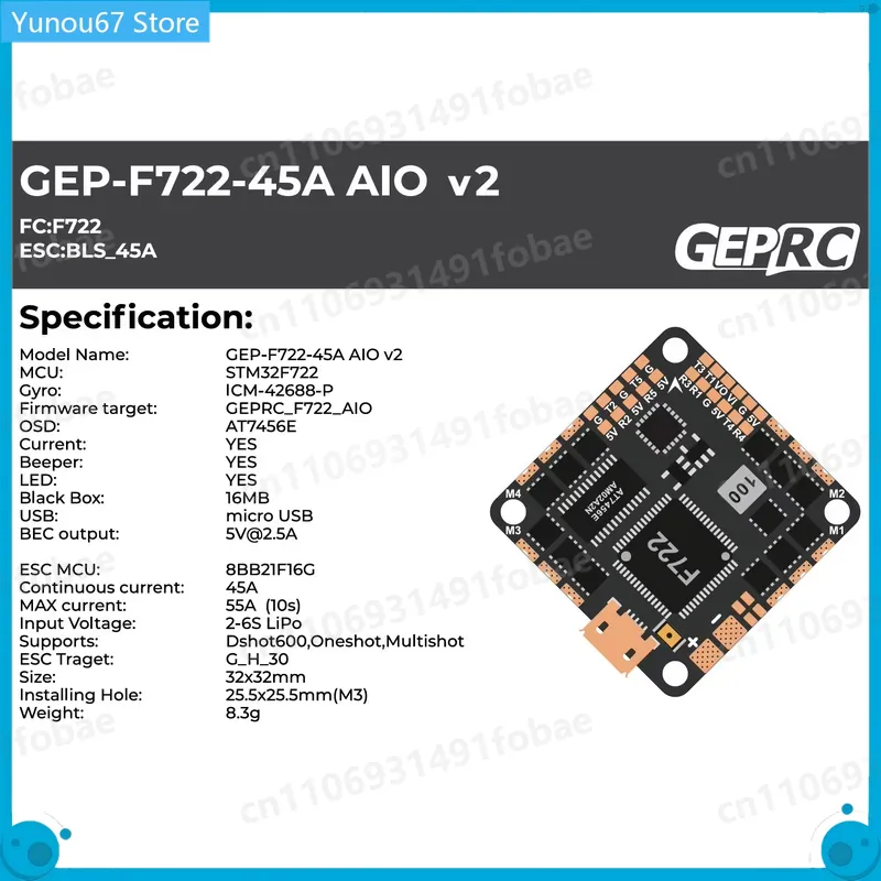 For GEPRC GEP-F722-45A AIO V2  - đánh giá và giá F722 Flight Controller