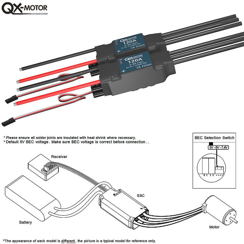 QX-MOTOR 120A ESC 5A BEC 3-6S  - đánh giá và giá Lipo Battery 6S